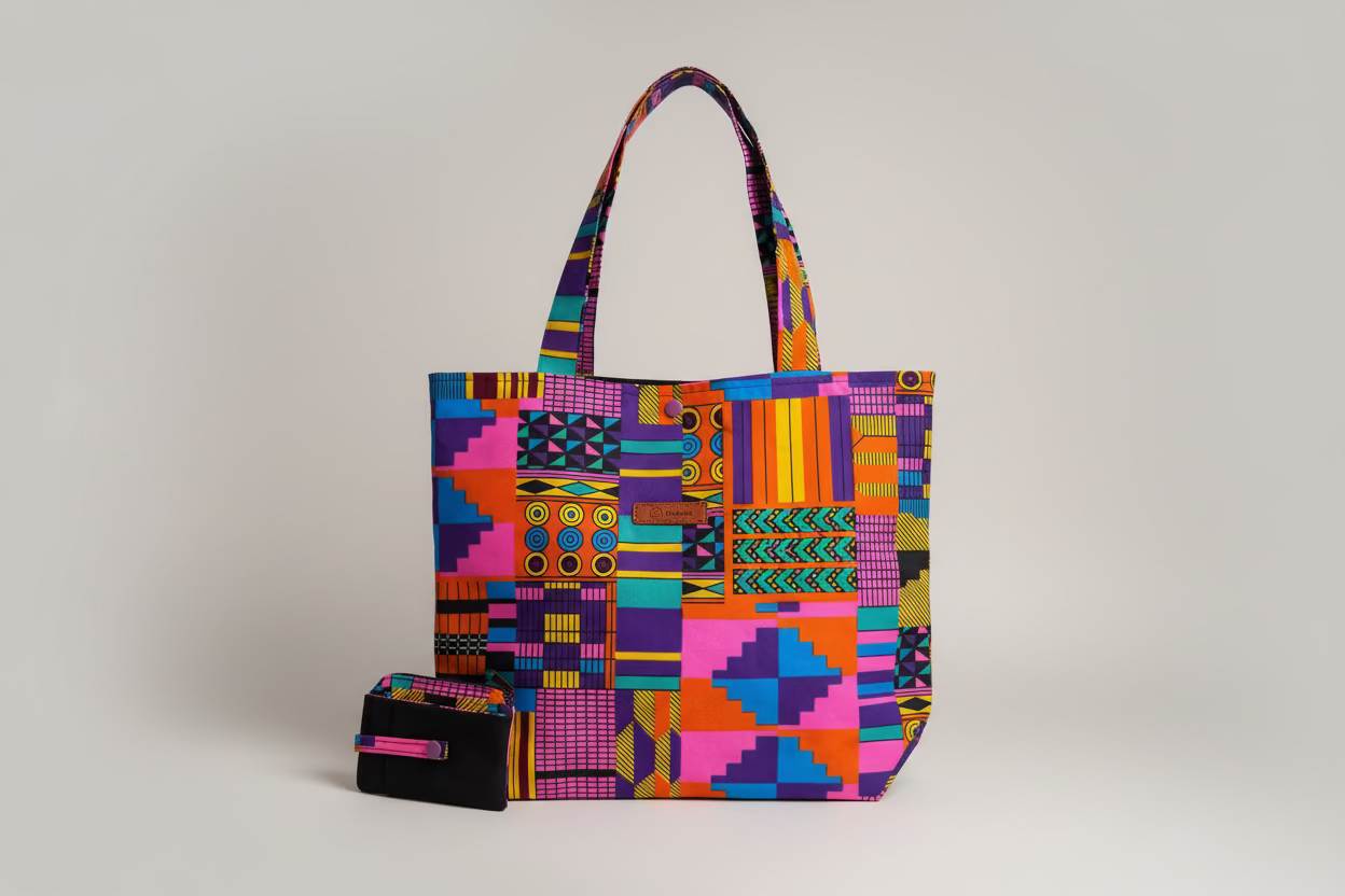 Sac Cabas coloré et son portefeuille